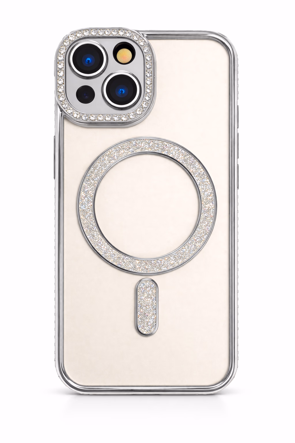 iPhone 15 - Bling Magsafe + Lens Protection - Silver